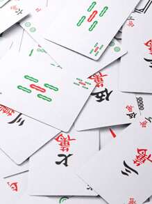 144pcs Waterproof Mahjong Paper Cards, Portable Travel Thick Paper Quality Wide Version Mahjong Playing Cards