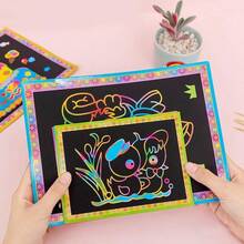 10/20pcs DIY Scratch Art Set, Includes Art Paper, Magic Painting Paper, Scraper Tools And Wooden Scratch Pens, Creative Coloring Crafts, DIY Painting Kit - Multicolor - View 8