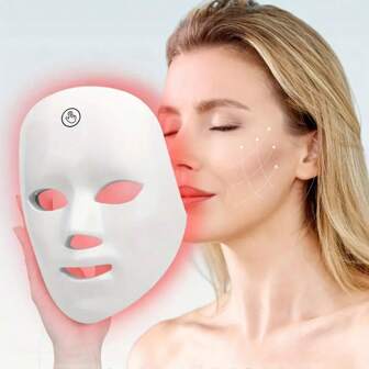 SUNPINT 7-Color LED Light Mask-Rechargeable,USB-PoweredWith 400mAh Lithium Battery,Fragrance-Free, White -LdealFor Skin Care & Beauty Regimens, Light For Face