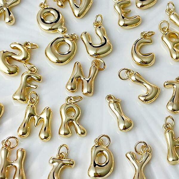 1 Pack Of 26pcs 3D Alphabet A-Z Jewelry Making Pendant Charms