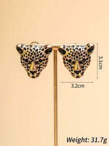 1 Paar übertriebene Leopardenkopf-Ohrringe, orientalisch-inspirierte Tier-Ohrringe, vintage goldene Leoparden-Ohrringe