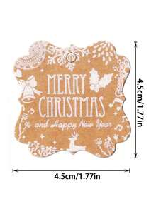 50个圣诞节印刷牛皮纸标签，节日礼物装饰标签标签，礼品包装用品，适用于圣诞节装饰，圣诞树装饰，礼品包装，以及节日期间赠送礼物，圣诞节（配10米麻绳） - 彩色 - 查看 4