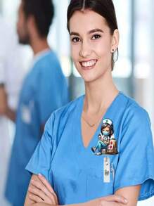 1 Nurse Themed Retractable ID Badge Scroll, Acrylic (PMMA) Material, Essentials For Nurses, Doctors, RN & LPN, Office Work Accessories, Gifts For Friends & Colleagues