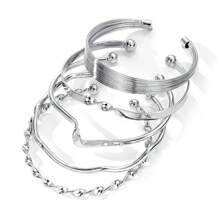 Conjunto de 5 pulseiras femininas irregulares torcidas, uso diário