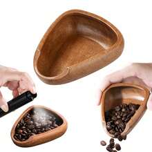 1 pieza Juego de escala de café, plato para granos de café, bandeja de servir, recipiente medidor y cuchara para café de madera de nogal - Marrón - Ver 5