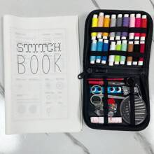 1 set Livre de broderie pour adulte + kit de couture à point de croix - Guide de points de broderie à thème fantaisie, avec instructions étape par étape, fils multicolores sur page de tissu, polyvalent pour journaux de couture DIY et référence d'artisanat, fournitures de broderie, conception créative, reliure durable