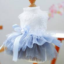 Dog Princess Dress Bow Puppy Girl Tulle Dress Pet Summer Clothes For Wedding Party