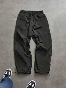 Men's Fashion Casual Loose Pants With Drawstring At The Waist And Back Pockets, Suitable For Casual Dates, Daily Strolls.