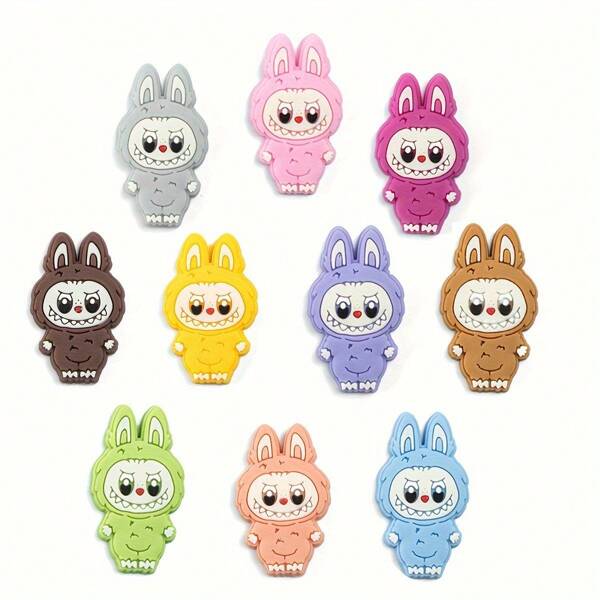 5/10pcs Random Rabbit Series PVC Decorative Buttons, Cartoon Shoe Charms Soft Rubber Shoe Clips DIY Accessories