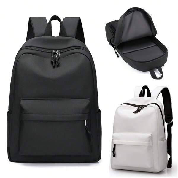 A Solid Color Simple And Lightweight Student Schoolbag Shoulder Bag, Computer Travel Campus Schoolbag, Middle School And High School Students Men And Women Fashion Schoolbag, Men And Women, Back To School Season, Business Trip Shoulder Bag Bag For School College