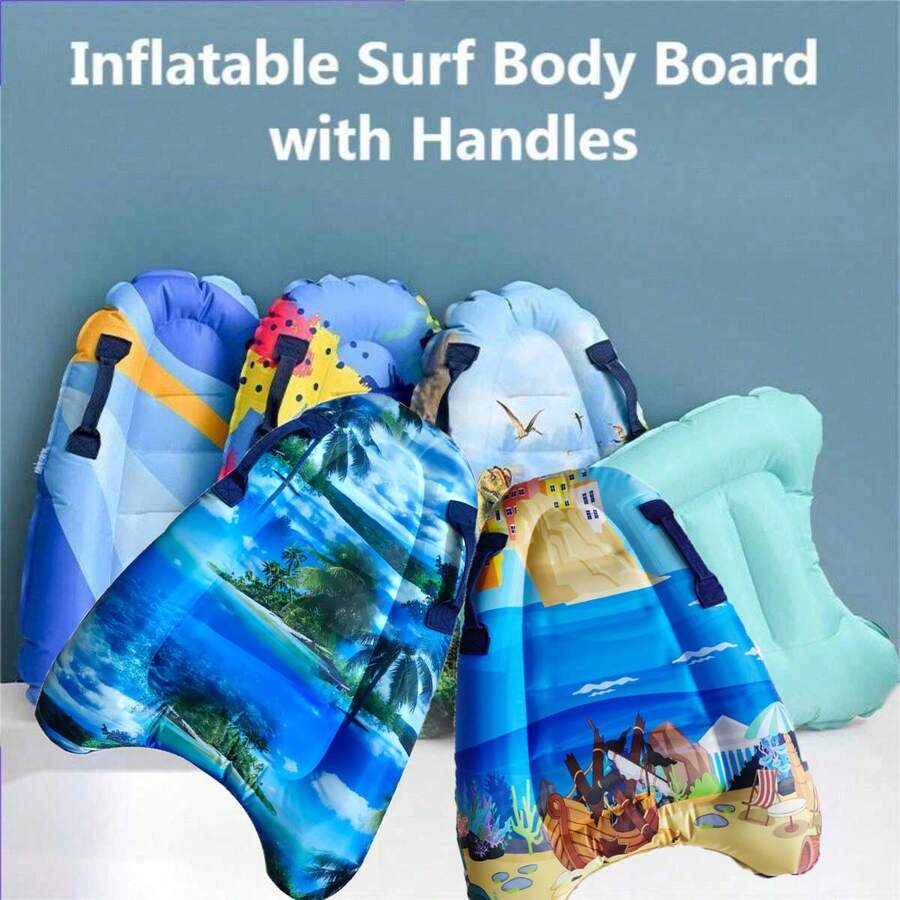 1pc Inflatable Surfboard, Portable Bodyboard For Adult Practice Surfing, Convenient To Carry For Water Sports - Multicolor - View 1