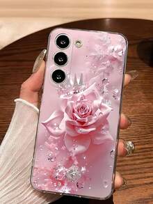 1 ốp lưng điện thoại mềm hình hoa hồng đính kim cương, tương thích với dòng 17, Honor, Redmi, Galaxy A04e/12/A13/A14/A34/A50/A52/A53/A54/S21/S22/S23/S24/S25/S25Ultra, 6A/7A/8A, 12T/13T, phiên bản quốc tế, không phải phiên bản nội địa. - Trong sáng - Xem 5