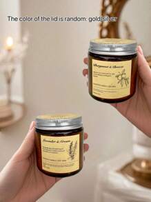 1pc Brown Bottle Retro Glass Smokeless Scented Candle, Long Time, Natural Plant Wax, For Gift, Wedding Decoration, Friend Gift, Home Decoration