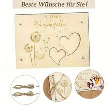 Emballage de cadeau d'argent en bois avec motif de pissenlit, comprend une ficelle. Emballage créatif de cadeau d'argent, convient pour les festivals, les anniversaires, les mariages, les cadeaux de mariée, la rentrée scolaire.