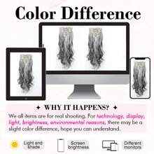 Clip In Extensions 7 PCS Full Head Water Wave Synthetic Clip Piece Wavy Clips Hair Accessories For Women Girls, 16 Clips