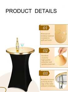 1pc/2pcs Round Table Topper Decor Cover, Metallic Glitter Tablecloth Elasticized Fabric Cover, Suitable For Wedding, Party, Restaurant Theme Events On 30-32 Inch Round Tables