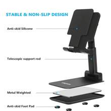 VIKEFON Foldable Mobile Phone Holder Stand Tablet Desk Mount Table Adjustable Desktop Live Slouchy Bracket Support For All Phones Compatible With IPhone, Android Phone, Gift For Birthday, Family, Friends Phone Stand, Phone Accessories Compatible With IPhone, Android Phone, Gift For Birthday, Family, Friends