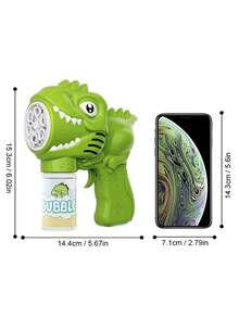儿童可爱恐龙手持泡泡机，2种颜色可选，全自动泡泡玩具，男孩生日礼物，也可用作奖品（无需电池，无需泡泡液） - 多色 - 查看 4
