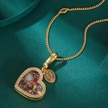 Cute  Necklace: Enamel Chocolate Stone Design & Transparent Love Heart Carabiner Box - Openable For Love Letters Or Mother Of Pearl