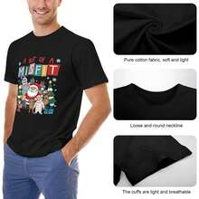A Bit Of A Misfit Christmas Card With Santa Claus Elves And Presents Mens T Shirt Short Sleeve Cotton T-Shirt For Men Quick Dry Crew Neck Casual Graphic Tees Tops - 黑色 - 查看 4