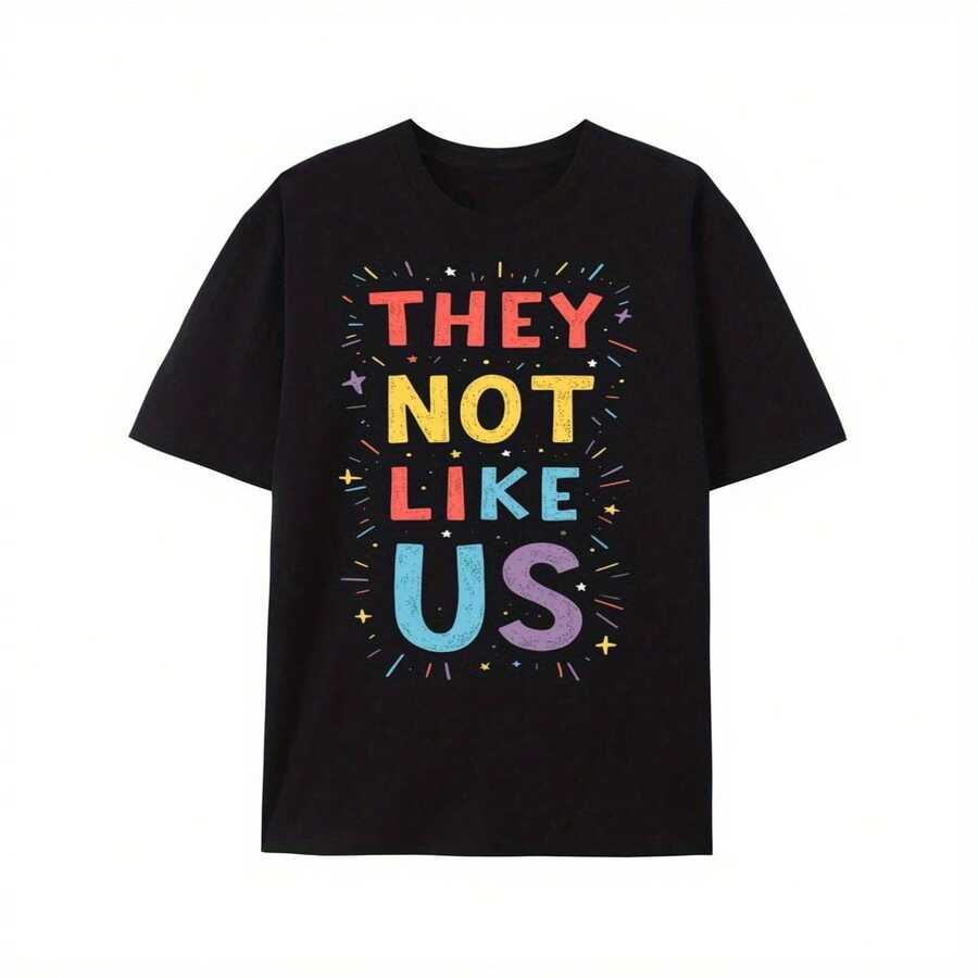 White Crop Tops, Boys T-Shirts Size 14-16, Picture Of Rainbow, They Not Like Us, White Athletic Shirt, Men Tshirts Cotton Daily Wear - Black - View 1
