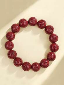 Pulseira de mantra com 6 palavras e cinábrio nativo, pulseira elástica de areia dourada roxa com alto teor de areia do imperador, pulseira vermelha da sorte para o ano de nascimento, ioga, estilo vintage para homens e mulheres, pode ser usada diariamente