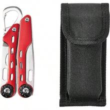 Basics - Cerradura de  multiherramienta de acero inoxidable 10 en 1 con funda de nailon - ROJO - Ver 4