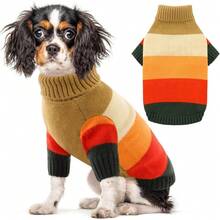 Local Delivery Dog Sweater, Stretchy Dogs Sweaters Large Sized Pets, Turtleneck Sweater For Pet Large Breed, Thick Knitwear For Fall Winter, Clothes For Pug, French Bulldog (Brown L) - Brown - View 7