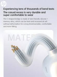 HP Wireless Open-Back Headphones, Clip-On Design, DIY Ear Drill, HD Audio Quality BT5.4, Up To 30 Hours Of Battery Life, IPX4 Waterproof, Built-In Microphone, Compatible With Android Systems, Can Be Used As A Gaming Headset And Speaker. An Ideal Holiday And Mother's Day Gift, Also Suitable For Students And Working Professionals.