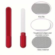 Glass Nail File With Fixed Handle, Portable Plastic Case, For Nail Salon And Beauty Care,Nail Supplies,Nail Tools,Nail Art Tools,Back To School,Nails,Nail Tools For Press On Nails,Manicure Pedicure Tools
