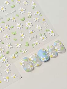 1 pieza Pegatinas de margarita de primavera frescas y sencillas, calcomanías románticas con brillo de crisantemo en relieve, regalos de vuelta a la escuela