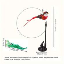 2pcs Set: Detachable Feather Decor Bird Toy + Strong Suction Cup Cat Teaser Wand, Attracting Cats To Pounce, Swat And Stimulate Hunting Instinct