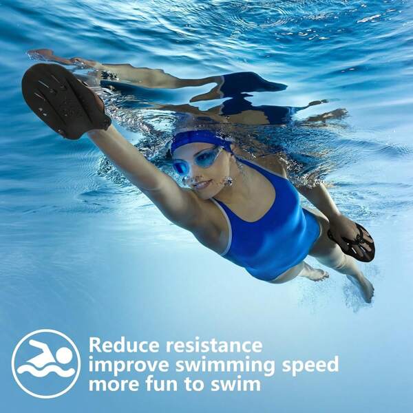 1 par de paletas de natación ajustables - Cómodo de usar - Ayuda a aumentar la velocidad y la fuerza de la natación - Adecuado para entrenamiento de natación