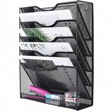 EasyPAG Organizador de archivos de pared de malla para libros 5 compartimentos negro mejorado - Mejoranegro - Ver 3