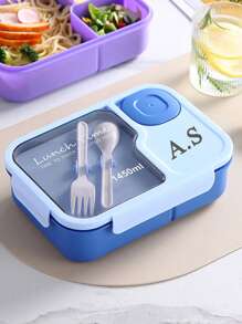 Personalisierte Bento Box, kundenspezifische Kunststoff-Unterteilte Lunchbox mit süßem Cartoon-Design, inklusive Dipp-Soßen-Behälter und Besteck, mikrowellenfest, ideal als Geschenk für Studenten, Familie und Freunde, Rückkehr zur Schule