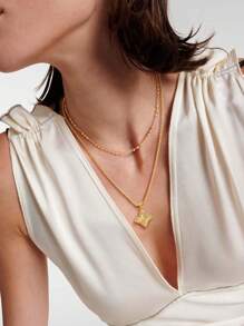 Nuova collana con ciondolo a forma di quadrato placcato in oro 18 carati con cristalli di zirconia cubica, catena a clavicola a forma di quadrifoglio portafortuna, gioiello di moda come regalo