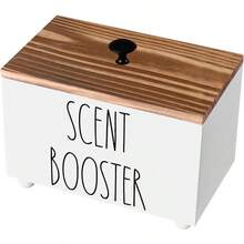 Hkr5810 Laundry Scent Booster Container Farmhouse Scent Beads Storage Organization Rustic Wood Dispenser For Clothing Fragrance Beads Laundry Room Powder Box Laundry Detergent Organizer Bin - 白色和燒木色 - 查看 7