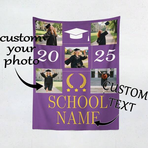 1 pezzo Tappezzeria personalizzabile per la laurea con foto e testo, adatta per compleanno, matrimonio, Ognissanti, Natale, festa, festa del papà/della mamma, decorazione della casa, estetica da camera da letto