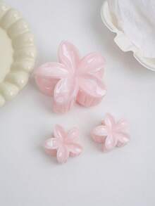 3 件粉色渐变大理石纹鸡蛋花发夹，波西米亚风格发夹，适合海滩度假、春夏季