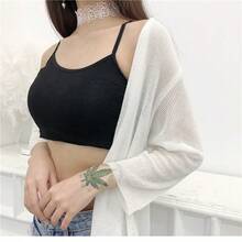 Camiseta de tirantes tipo Y de verano para mujer, antiexposición, de corte entallado, modal, bonita, cruzada, paquete de 4 (negro, blanco, gris y piel) - Blanco y Negro - Ver 10