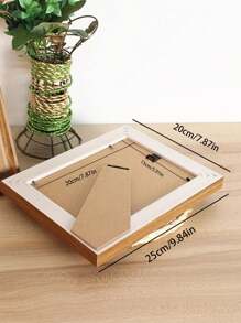 1pc 5-Inch Imitation Wooden Photo Frame With Replaceable Picture Core, Table Arrangement And Random Photo Paper Card Display Stand, Suitable For Home Decoration, Birthday And Graduation Gifts.