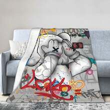 1pc Kawss Kawaii Kaw Gifts Blankets Ultra Soft Flannel Throw Blankets For Living Room Decor Bedroom Couch Sofa Chair Office Car - 黑色 - 查看 2