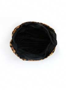 1pc Chic Leopard Print & Black Satin Turban Hat For Women – Pre-Tied Fashion Headwrap For Stylish Looks, Parties, And Casual Wear