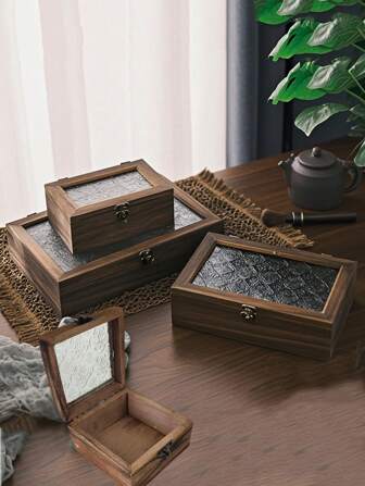 1 件木制古董家居装饰收纳盒，化妆品和杂物收纳柜，女士收纳整理器，旅行必需品，返校礼物