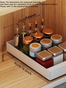 CASEGRACE 1 Peça Organizador Retrátil De Aço Inoxidável, Suporte De Puxar E Desenhar Armário, Cesta De Armazenamento E Puxar Em Aço Carbono Para Cozinha, Suporte De Tempero Em Camadas, Bandeja De Prato Em Gaveta Sob Caixa De Armazenamento De Pia, Suprimentos De Cozinha