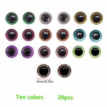 20/10/2 件 3D 闪亮水晶眼睛，9/12/14/16 毫米，10 种颜色，闪光 TY 眼睛塑料工艺品、眼球、动物逼真眼睛、小娃娃眼睛、工艺眼睛、带垫圈的眼睛、适用于毛绒动物、钩针编织、针织、动物眼睛制作、鼻托配件套装、DIY 手工用品 - 彩色 - 查看 39