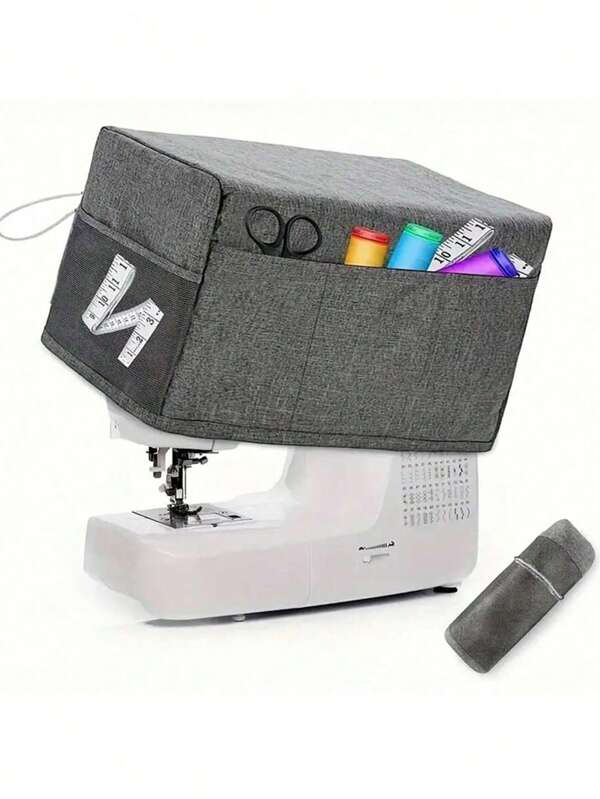 1pc Sewing Machine Dust Cover, Protective Cloth With Convenient Side Pocket And Sturdy Handle, Compatible With Most Standard Machines And Accessories,Bag,Organizer,Storage