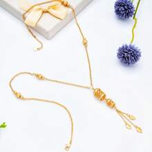 Conjunto de 5 elegantes colares e brincos com pingentes de flores e frutas banhados a ouro 18K, à prova d'água e resistente ao desbotamento, estilo Dubai, adequado para casamento, festa, uso diário, presente para mulheres