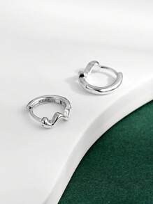 1 par de pendientes geométricos asimétricos minimalistas en forma de ola de plata 925, accesorio de moda para mujeres, regalo ideal para citas y fiestas