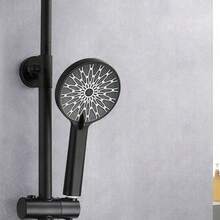 3 件套增压淋浴喷头，家用淋浴喷头，带喷头支架和软管套装 - 黑色 - 查看 6